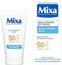 Сонцезахисний крем Mixa Hyaluronic Acid Daily Invisible SPF 50+ 50 мл - мініатюра 2