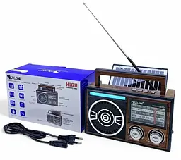 Радіоприймач Golon RX-1139SD Solar Bluetooth радіо з сонячною панеллю Коричневий - мініатюра 4