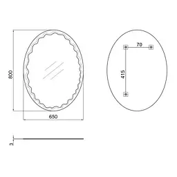 Дзеркало Lidz Latwa 140.07.11 (1) 650x800 настінне овальне з декором LD78LA6580 - мініатюра 2