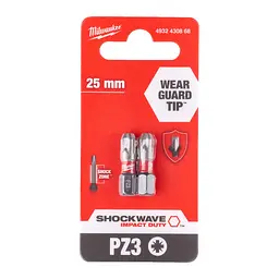 Біта SHOCKWAVE MILWAUKEE, PZ3, 25мм, (2 шт) (заміна на 4932500357) - мініатюра 2