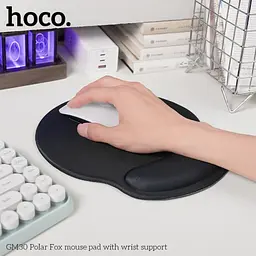 Килимок для миши Hoco GM30 Polar Fox mouse pad with wrist support Чорний - мініатюра 3