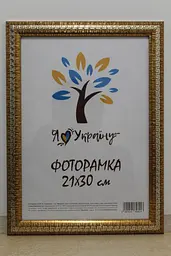 Фоторамка 21Х30, (А4), золота зі срібною змійкою, 2416-261S, СКЛО + КАРТОН                                                                  
