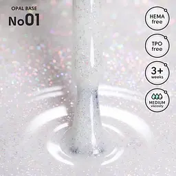 Камуфлююча база для гель-лаку з шимером 01 Opal Base Shelly 12 мл - мініатюра 2