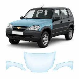 Антигравійна захисна бронеплівка за лекалами для Chevrolet Niva I facelift 2009-2020 - капот і передні крила