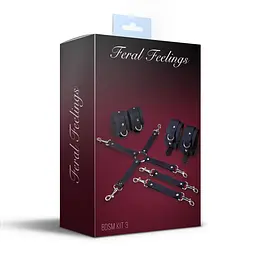 Набір для БДСМ Feral Feelings BDSM Kit 3 Black, наручники, поножі, хрестовина - мініатюра 2