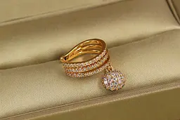 Сережки кафи Xuping Jewelry три доріжки з підвіскою 1,5 см золотисті - мініатюра 2