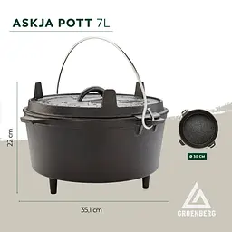 Казан з кришкою Groenberg Askja Pot 30 cm / 7 L Black (266017) - мініатюра 7