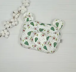 Дитяча ортопедична подушка 24×32 для новонароджених a.l.babybox Авокадо Молочний