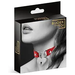 Чокер із замочком-сердечком Bijoux Pour Toi - HEART LOCK, екокожа, Червоний
