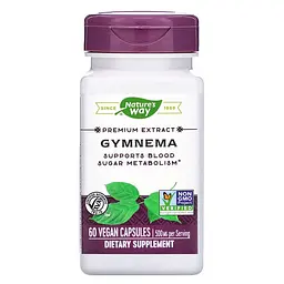Джимнема стандартизована, Gymnema, 500 мг, 60 веганських капсул Nature's Way vit0002613