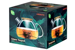 Заварник Ardesto Midori Bubble 1500 мл боросилікатне скло бамбук прозорий - мініатюра 2