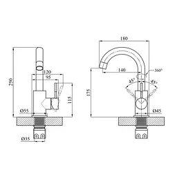 Змішувач для раковини Agua Acero-INOX011 CV023287 Хром матовий - мініатюра 2