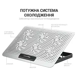 Охолоджувальна підставка для ноутбука OfficePro Silver (CP620S) - мініатюра 11