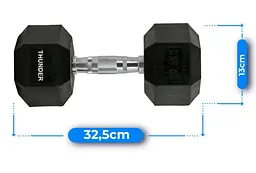 Гантель шестигранна Thunder 12,5 кг (HEXAGONAL-DUMBBELLS-12,5K) - мініатюра 3