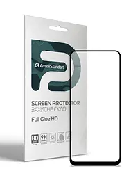 Захисне скло для TECNO Camon 16/16 SE, Full Glue HD, 2.5D, повністю прозоре, на весь екран, глянцеве, загартоване 9H, повне проклеювання по всій поверхні, з чорною рамкою, протиударне, кришталево чітке зображення, ArmorStandart (ARM65097)