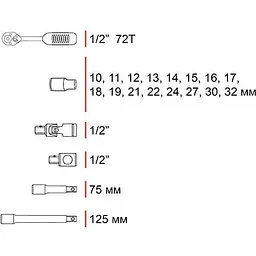 Набір торцевих головок із тріскачкою Intertool ET-6021SP 21шт [98818] - мініатюра 8