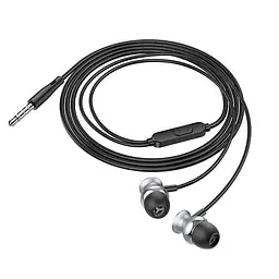 Дротові навушники Hoco M106 Fountain metal універсальні earphones with microphone, 3.5mm, 1.2m, grey - мініатюра 2