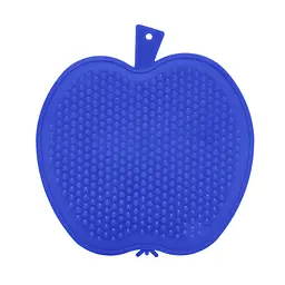 Дошка обробна пластикова для нарізки м'яса, риби, овочів та фруктів у формі яблука (220х210 мм), Kitchette Синій 85897 - мініатюра 2