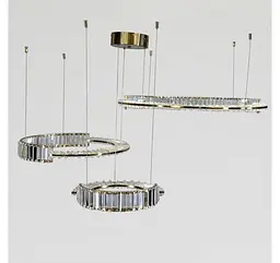 Підвісна LED-люстра Artlight 561/80+60+40 з трьома кришталевими кільцями, латунь, 195 Вт, від 20-30 м² - мініатюра 2