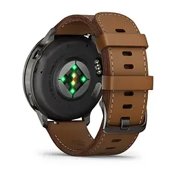 Смарт-годинник Garmin Venu 4 45 мм Slate з чорним силіконовим та коричневим шкіряним ремінцем - мініатюра 2