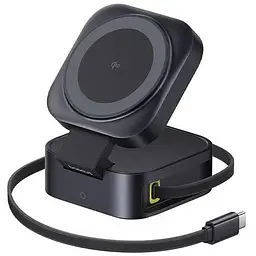 Бездротовий зарядний пристрій Baseus PicoGo Series 2-in-1 Magnetic Qi2 67W чорний