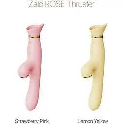 Пульсатор-вібратор із вакуумною стимуляцією клітора Zalo Rose Thruster Lemon Yellow - мініатюра 8