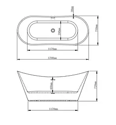 Ванна акрилова окремостояча VBI Marmolada 170x75 VBI-070217, Білий - мініатюра 2