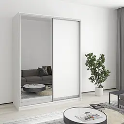 Шафа-купе дводверна MebelStar Стандарт AL ДСП/Дзеркало 160x60x210 см Аляска білий (MBS-2411)