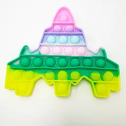 Сенсорна іграшка антистрес силіконова нескінченна пухирка поп іт UKC Pop It Fidget літак різнокольоровий