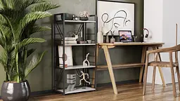 Етажерка 4/60 Ferrum-decor Серії Коннект 120x60x28 чорний ДСП Бетон 16мм (FRD-105552) - мініатюра 2