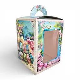Подарункова коробка для великодньої паски з віконцем 400 грам 14x14x18.7 см - мініатюра 2
