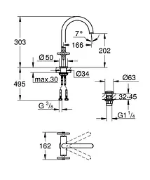 Змішувач для умивальника на один отвір L-Size Grohe Atrio new 21019003 Хром - мініатюра 8