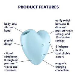 Вакуумний стимулятор клітора з вібрацією Satisfyer Cutie Heart блакитний - мініатюра 3