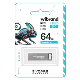 USB флеш накопичувач Wibrand 64GB Chameleon Silver USB 2.0 (WI2.0/CH64U6S) - мініатюра 2