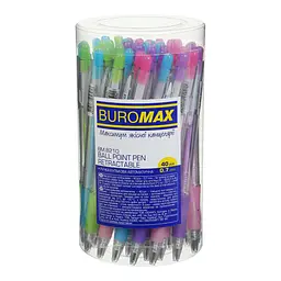Ручка кулькова автоматична Buromax Crystal Pastel синя 0.7 мм упаковка 40 шт. (BM.8210) - мініатюра 2