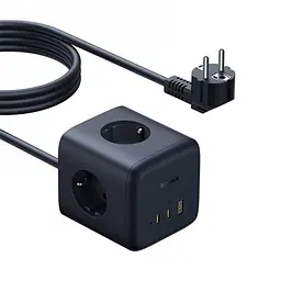 Мережевий фільтр Baseus EnerFill FA11 Cube Power Strip (3xAC + USB + 1xType-C 67W) (1.5m) black (E00082100123-00) - мініатюра 4