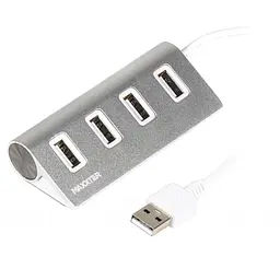 Концентратор Maxxter USB 2.0 Type-A 4 ports silver (HU2A-4P-01)