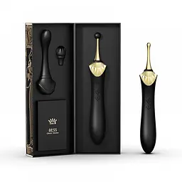 Вибратор Zalo Bess Pin Point Vibrator Изысканный для клитора с насадками, 22х3.3 см чёрный