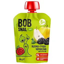 Набір пюре Bob Snail Яблуко-Груша-Чорнослив для дітей від 6 місяців, гомогенізоване 900 г (10 шт. х 90 г) - мініатюра 2