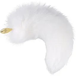 Металева анальна пробка Лисячий хвіст Lockink Sevanda White Fox-Tail Anal Pear-shape Plug