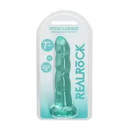 Фалоімітатор RealRock Crystal Clear 7", 18 см (зелений) - мініатюра 5