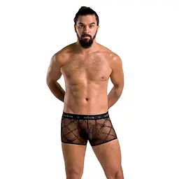 Чоловічі прозорі боксери Passion 032 SHORT JAMES L/XL Black, сітка - мініатюра 3