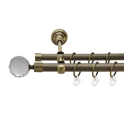 Карниз Orvit Люміера металевий дворядний відкритий рифлена труба кільце металеве Антик 19\16 мм 300 см (00-00017370)