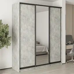 Шафа-купе тридверна MebelStar Комбо BG 2ДСП/Дзеркало 200x45x240 см Бетон (MBS-9670)