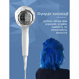 Фен для волосся, фен Grunhelm, фен з дифузором 2200 Вт, фен з насадками, White
 - мініатюра 3