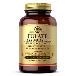 Вітаміни та мінерали Solgar Folate 1333 mcg (Folic Acid 800 mcg), 250 вегакапсул