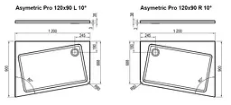 Душовий піддон Ravak Asymetric Pro 120x90 L 10° XA25G70101L - мініатюра 5