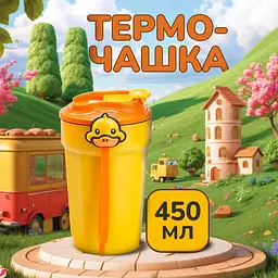 Термочашка G. Duck 450 мл з кришкою на защіпці, жовтий Happy Life HP28489 - мініатюра 11