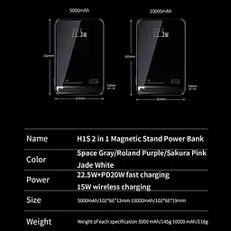 Бездротовий Повербанк з Бездротовою Зарядкою 10000 mAh 20W MagSafe Powerbank для iPhone Повербанк c Магсейф Магнітний, Purple - мініатюра 10