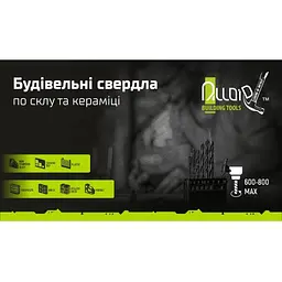 Свердло по склу та кераміці Alloid 5 мм хвостовик HEX 1/4" L=95 мм (GB-10005) - мініатюра 2